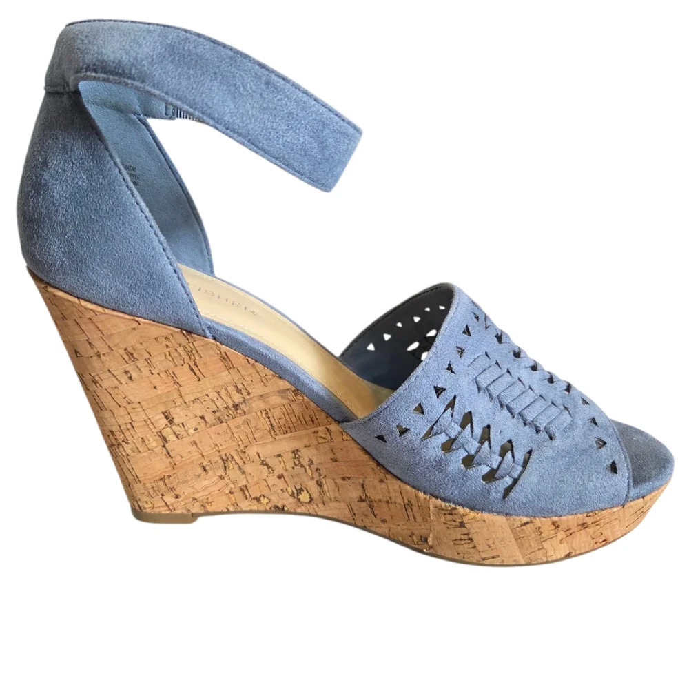 Womens Marc Fisher Batini Faux Suede Wedge Heel Sandals Size-8.5